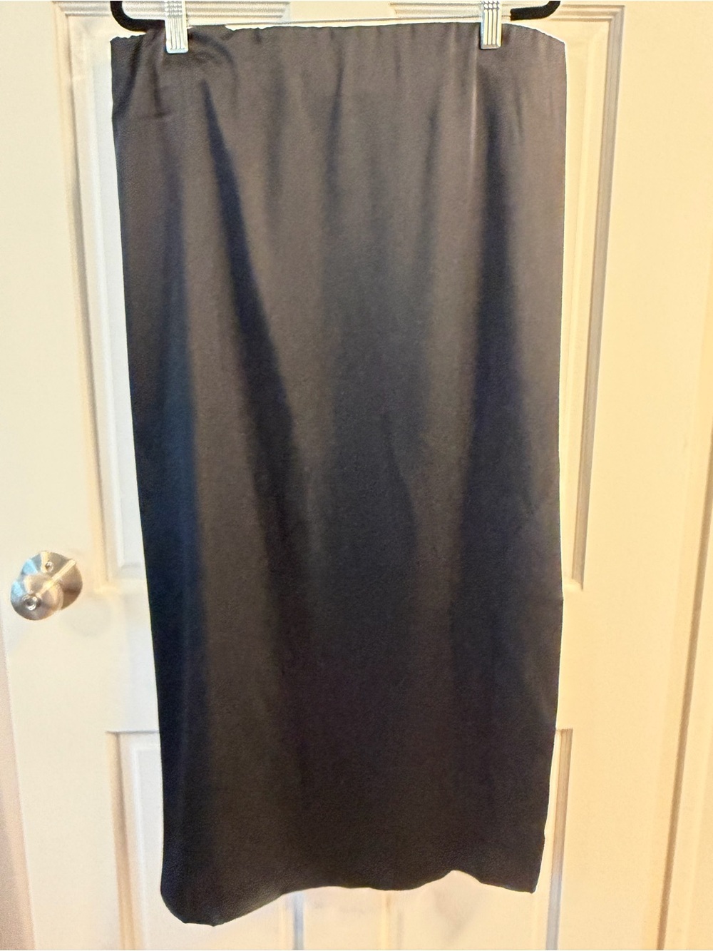 A New Day Black Satin Maxi Skirt with Slit - Picture 4 of 7